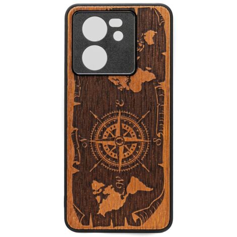 Funda de madera Bewood para Xiaomi 13T / 13T Pro WIND ROSE MERBAU (1/2)