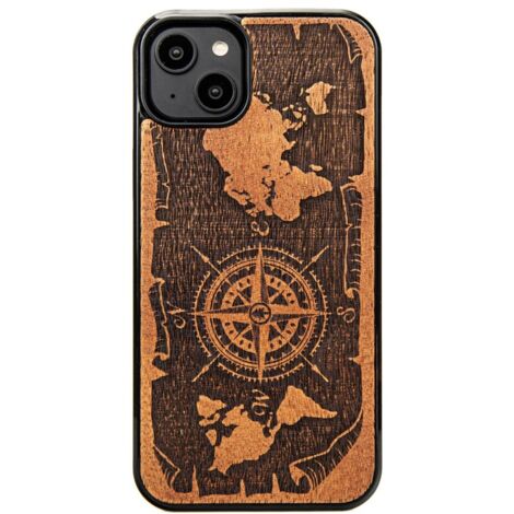Funda de madera Bewood para iPhone 15 Plus ROSA DE LOS VIENTOS MERBAU (1/5)