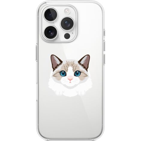 Funda para iPhone 16 Pro Max, transparente, flexible de silicona, diseño de gato birmano (1/5)