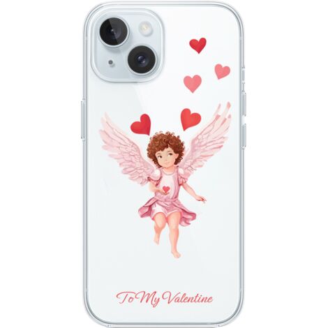 Funda para iPhone 15 Plus, transparente, silicona flexible, Cupido (1/5)