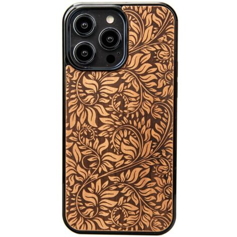 Funda de madera Bewood para iPhone 15 Pro Max con diseño de hojas de manzana (1/5)