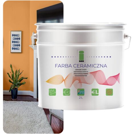 Pintura cerámica lavable para paredes, color miel anaranjado claro, 2 litros. (1/5)