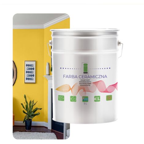 PINTURA CERÁMICA PARA PAREDES, LAVABLE, AMARILLA, 5 L, RESISTENTE A LAS MANCHAS (1/5)