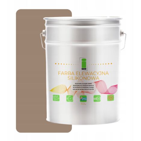 Pintura de silicona para fachadas, tono beige marrón nogal, 10 litros