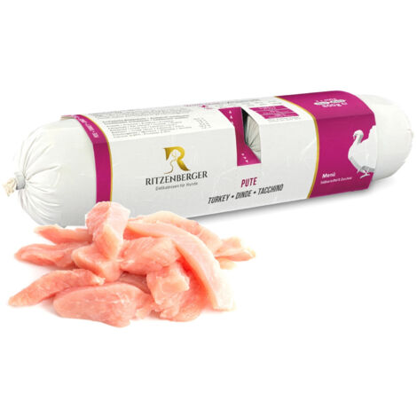 Pavo con boniato, calabaza y calabacín  Rollitos dobles (2 x 400 g)  Comida húmeda para perros  Ritzenberger (1/3)