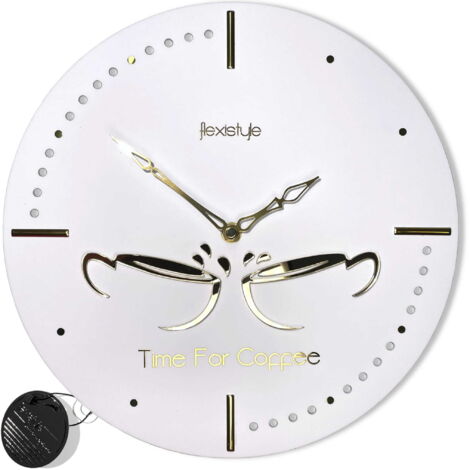 Reloj de cocina redondo blanco 3D Golden Cups (1/5)