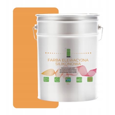 Pintura de silicona para fachadas, color amarillo azafrán, 5 l + antialgas