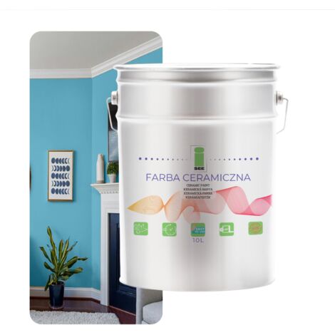 PINTURA CERÁMICA PARA PAREDES, LAVABLE, AZUL, 10 L, RESISTENTE A LAS MANCHAS (1/5)