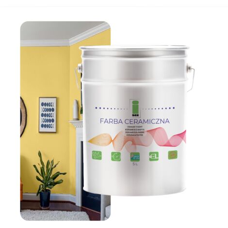 Pintura cerámica para paredes, lavable, amarillo claro, 5 L, tienda de fábrica (1/5)