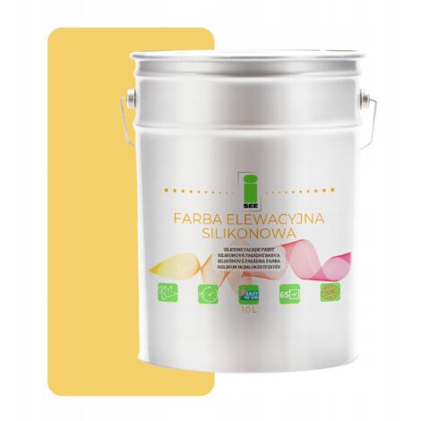Pintura de silicona para fachadas, color amarillo limón, tono amarillo, 10 L
