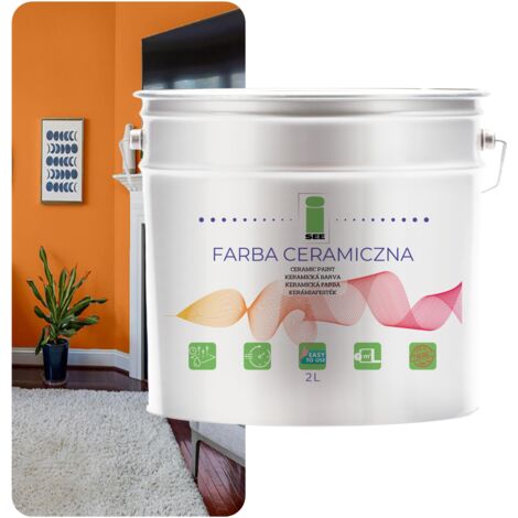 PINTURA CERÁMICA PARA PARED LAVABLE COLOR NARANJA MIEL 2L RESISTENTE A LAS MANCHAS (1/5)