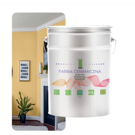 PINTURA CERÁMICA PARA PAREDES, LAVABLE, ARENA, AMARILLA, 10 L, RESISTENTE A LAS MANCHAS (1/5)