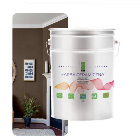 PINTURA CERÁMICA PARA PAREDES, LAVABLE, MARRÓN, 5 L, RESISTENTE A LAS MANCHAS (1/5)