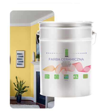 PINTURA CERÁMICA PARA PAREDES, LAVABLE, AMARILLO CLARO, 10 L, RESISTENTE A LAS MANCHAS (1/5)
