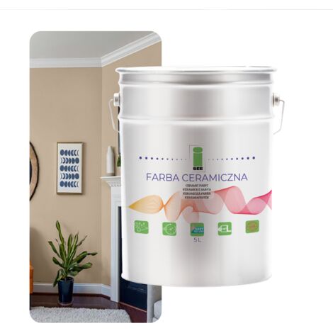PINTURA CERÁMICA PARA PAREDES, LAVABLE, BEIGE, 5 L, RESISTENTE A LAS MANCHAS