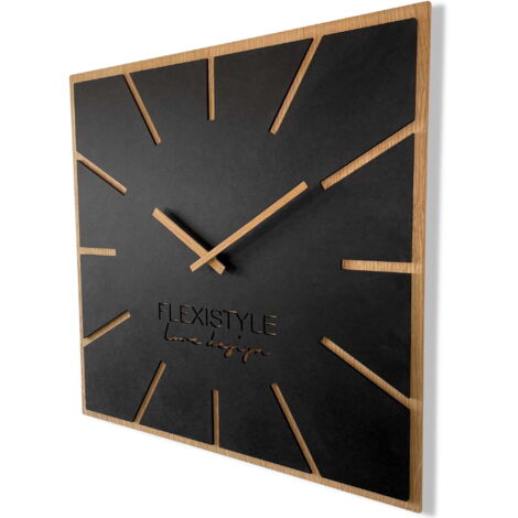 Reloj de pared grande para salón, negro, ECO EXACT, 60 cm