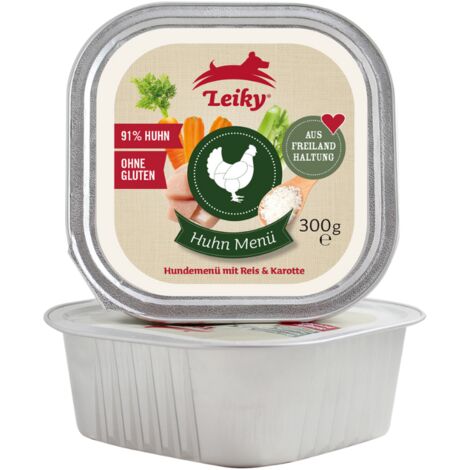 Pollo con verduras 300 g  91 % carne de gallinas camperas  alimento para perros  minerales y vitaminas del grupo B  Leiky