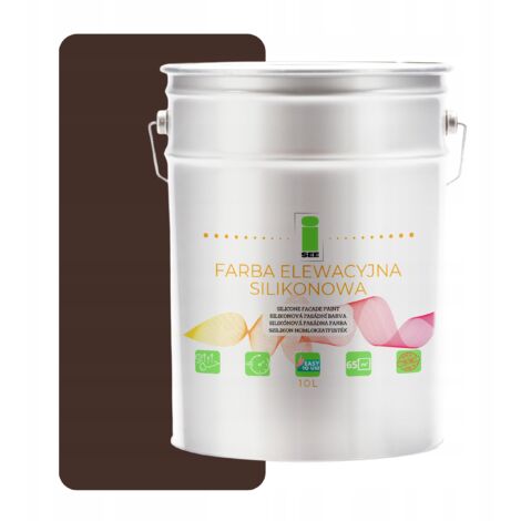 Pintura de silicona para fachadas, color marrón chocolate, tono marrón, 10 L