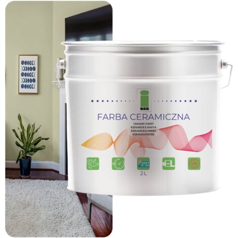 PINTURA CERÁMICA PARA PAREDES, LAVABLE, VERDE DELICADO, 2 L, RESISTENTE A LAS MANCHAS (1/5)