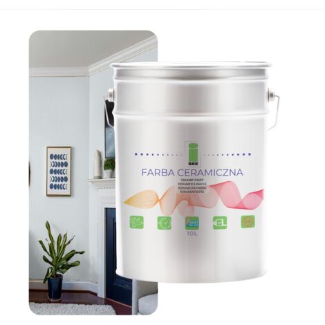 Pintura cerámica lavable para paredes, blanca con reflejos azulados, 10 l. (1/5)