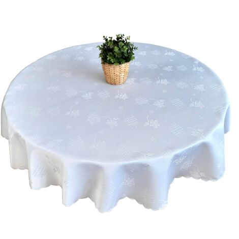 Mantel redondo, antimanchas, blanco, diámetro 120, manteles para mesas redondas