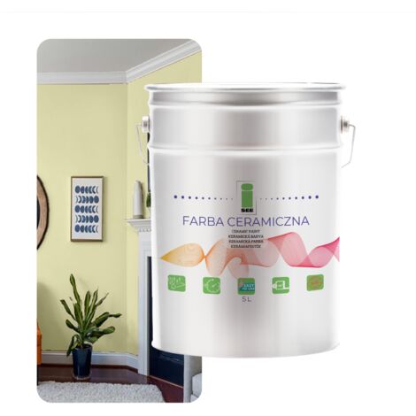 Pintura cerámica para paredes, lavable, amarillo claro, 5 L, tienda de fábrica (1/5)