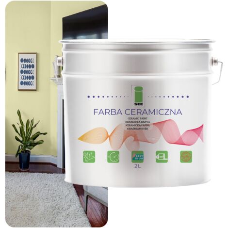 PINTURA CERÁMICA PARA PAREDES, LAVABLE, AMARILLO CLARO, 2 L, RESISTENTE A LAS MANCHAS (1/5)