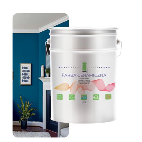 PINTURA CERÁMICA PARA PAREDES, LAVABLE, AZUL, 10 L, RESISTENTE A LAS MANCHAS (1/5)