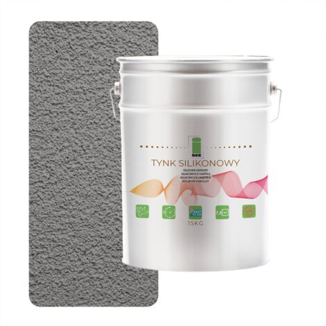 Revestimiento exterior de silicona para fachadas, gris oscuro, 1,5 mm, calidad premium, 15 kg (1/5)