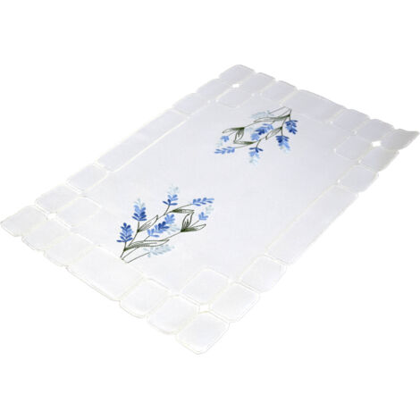 Servilleta blanca bordada 30/45 Servilleta de primavera con bordado de flores azules