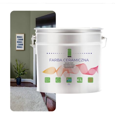 PINTURA CERÁMICA PARA PARED LAVABLE VERDE OLIVA 2L RESISTENTE A LAS MANCHAS (1/5)