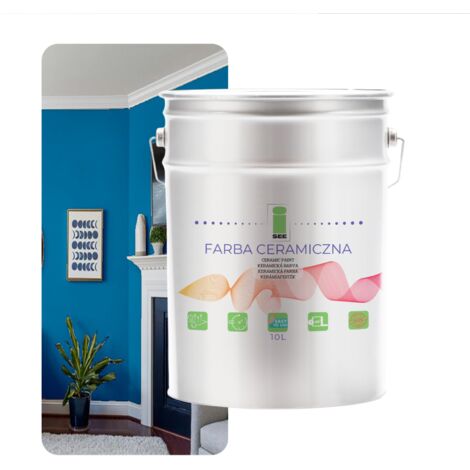PINTURA CERÁMICA PARA PAREDES, LAVABLE, AZUL, 10 L, RESISTENTE A LAS MANCHAS (1/5)