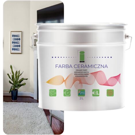 PINTURA CERÁMICA PARA PAREDES, LAVABLE, BLANCO LECHE, 2 L, RESISTENTE A LAS MANCHAS
