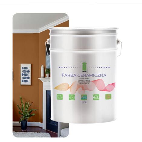 PINTURA CERÁMICA PARA PAREDES, LAVABLE, MARRÓN, BEIGE, 10 L, RESISTENTE A LAS MANCHAS (1/5)