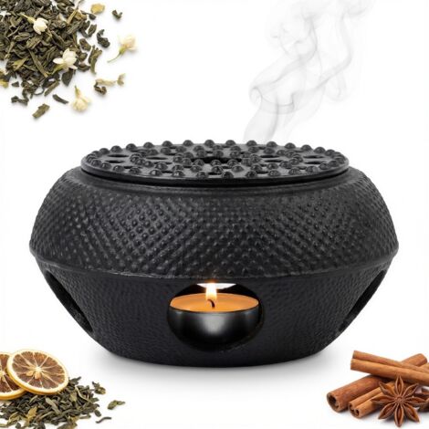 CALENTADOR DE HIERRO FUNDIDO NEGRO 脴 14,7 CM PARA CALENTAR S脫LIDOS PARA VELAS