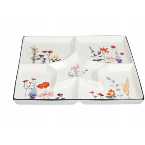 PLATO DE CER脕MICA CON COMPARTIMENTOS CUADRADO 30 cm MR. FLOWER (1/5)