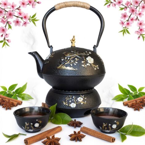 HERVIDOR DE HIERRO FUNDIDO 1L INFUSOR DE T脡 DE HIERBAS 2 TAZAS DE HIERRO FUNDIDO + CALENTADOR