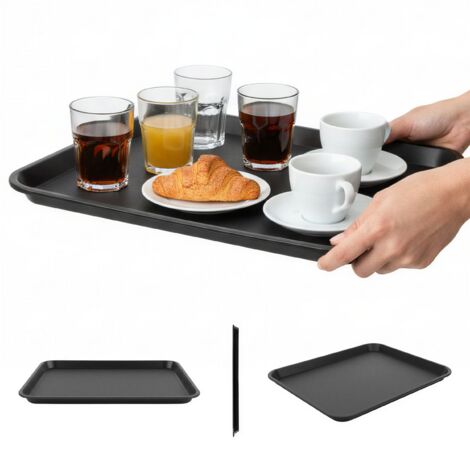 BANDEJA DE CAMARERO CARNAVAL NEGRA ANTIDESLIZANTE 45,5脳35,5脳2 CM RECTANGULAR