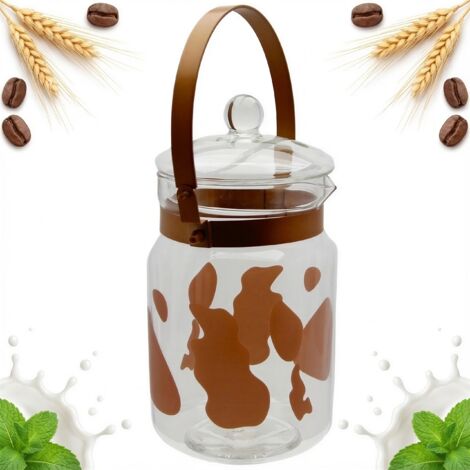 JARRA DE LECHE LATA DE VIDRIO 1L TRANSPARENTE PARA MAQUINAS ESPRESSO 脴12 CM