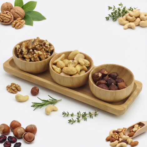 RECIPIENTES PARA SALSAS, ADEREZO, FRUTOS SECOS, BOCADILLOS, JUEGO DE 3 DE BAMB脷 (1/5)