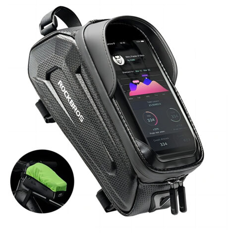 Bolsa blindada para cuadro de bicicleta con bolsillo para teléfono y sistema de navegación, 1,7 l + funda - negra (1/5)