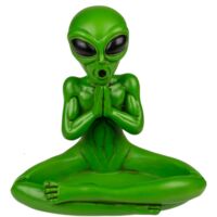 Cenicero verde con motivo de yoga extraterrestre