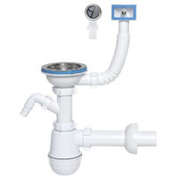 Sifón para fregadero de botella de 115 mm, con rebosadero y conexión para lavavajillas.