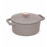 Olla de hierro fundido esmaltado de 4,35 l y 24 cm, BERLINGER HAUS, molde resistente, color topo BH-6525