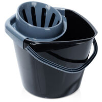 Cubo de fregona con escurridor, de plástico, negro, 10 l