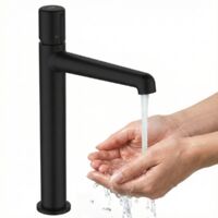 Grifo para lavabo de encimera Pretto negro con tapón Click-Clack
