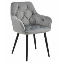Silla JORK - terciopelo gris plateado / patas negras x 1