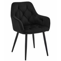 Silla JORK - terciopelo negro / patas negras x 1