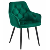 Silla JORK - terciopelo verde oscuro / patas negras x 1