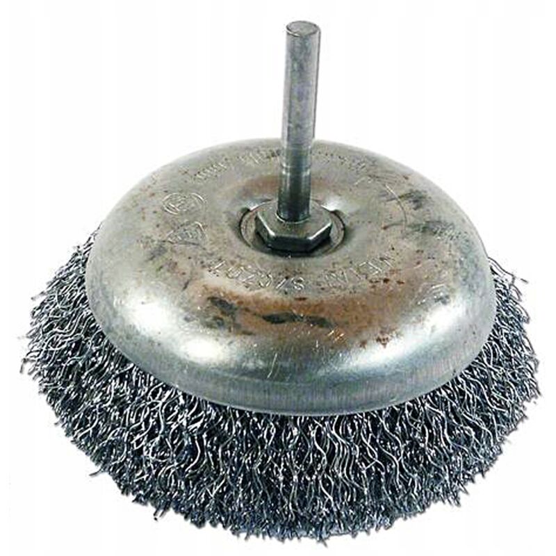 Silverline PB02 Stahldraht-Scheibenrundbürste 100 Mm – Gewellter Draht, 6 Mm Schaft, Max. 4500 U/min